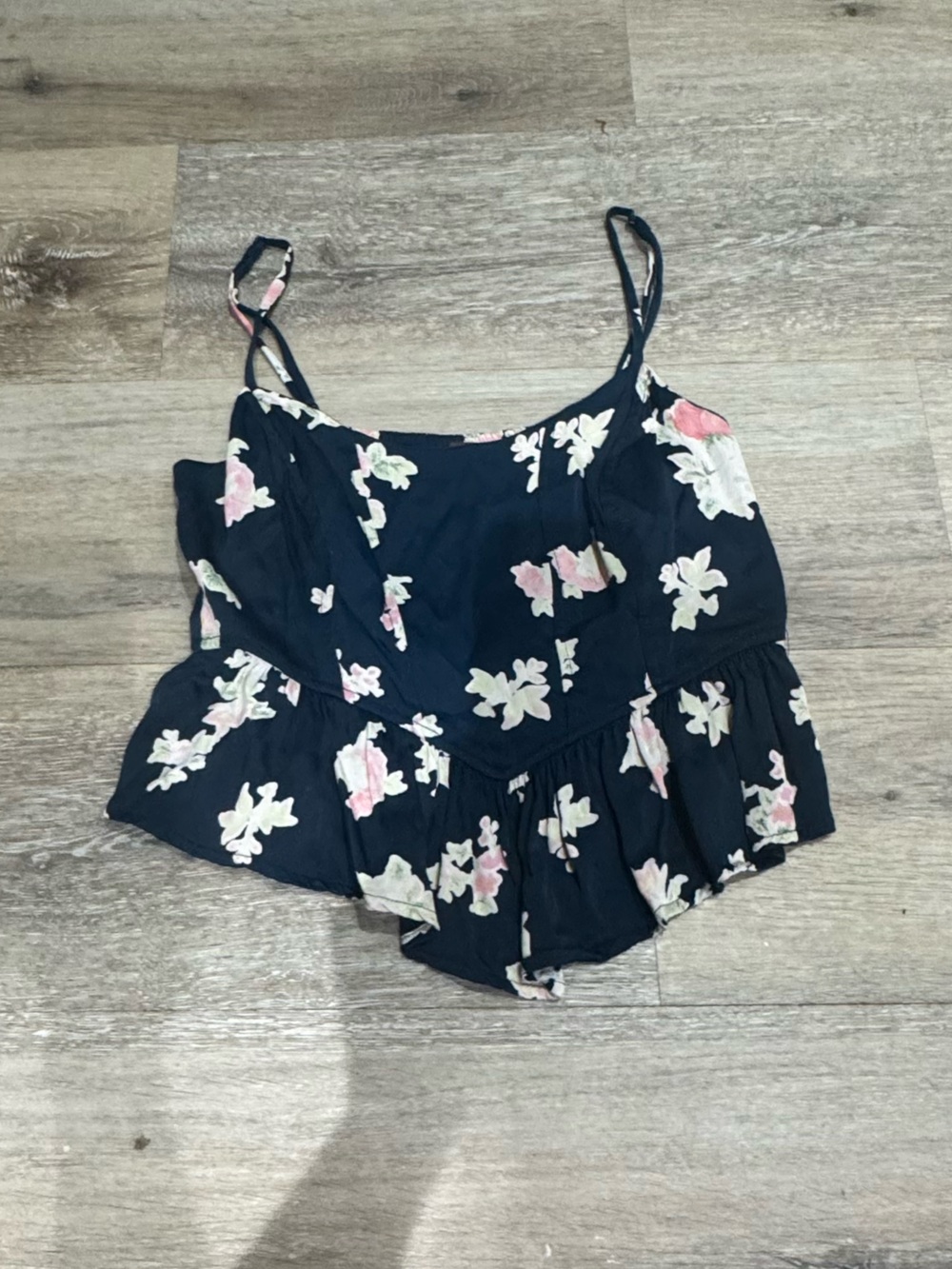Free People Floral Printed Corset Cropped Peplum Cami
